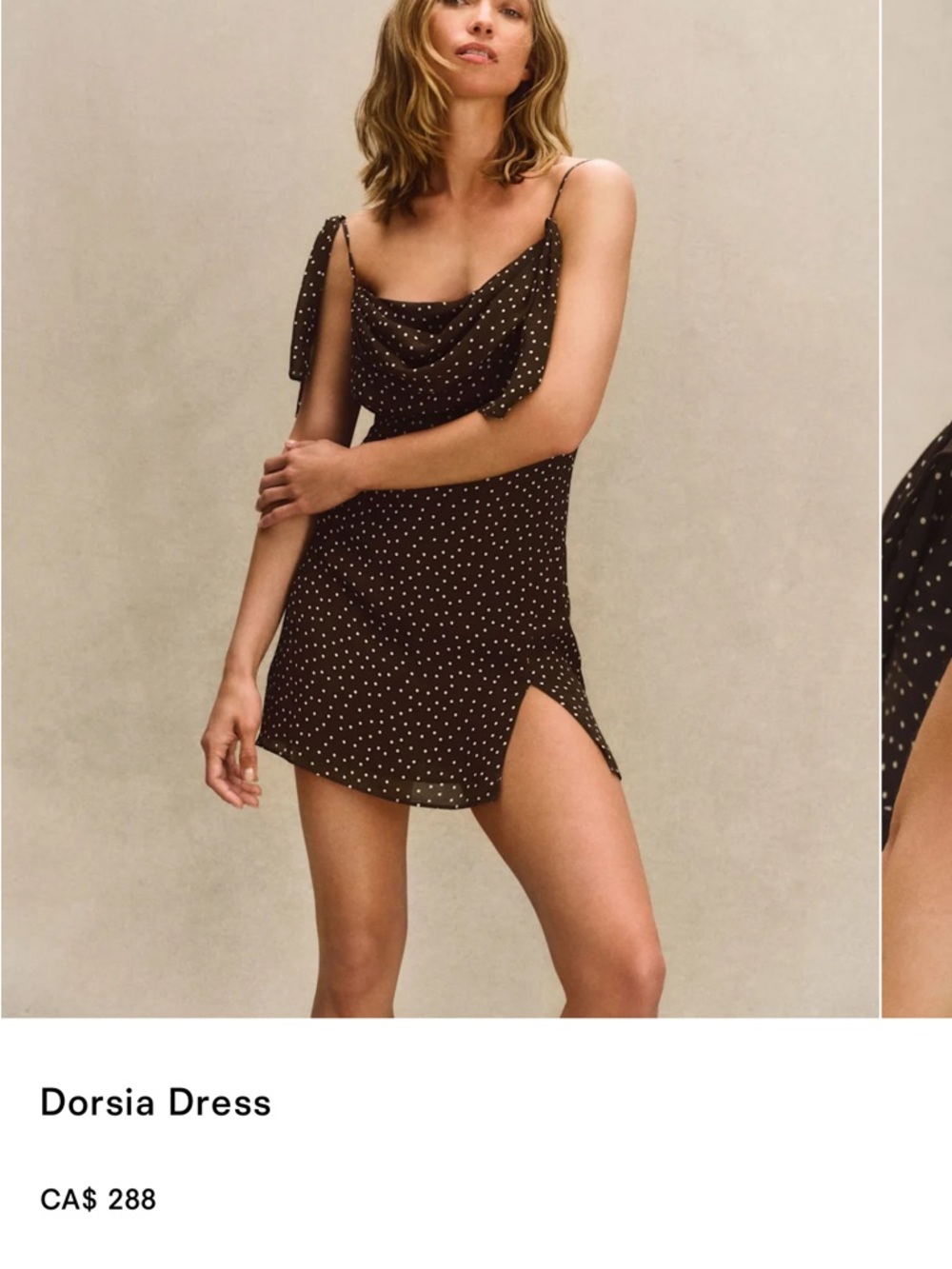 Reformation Dorsia Dress Polka Dot Mini Dress in Dark Brown